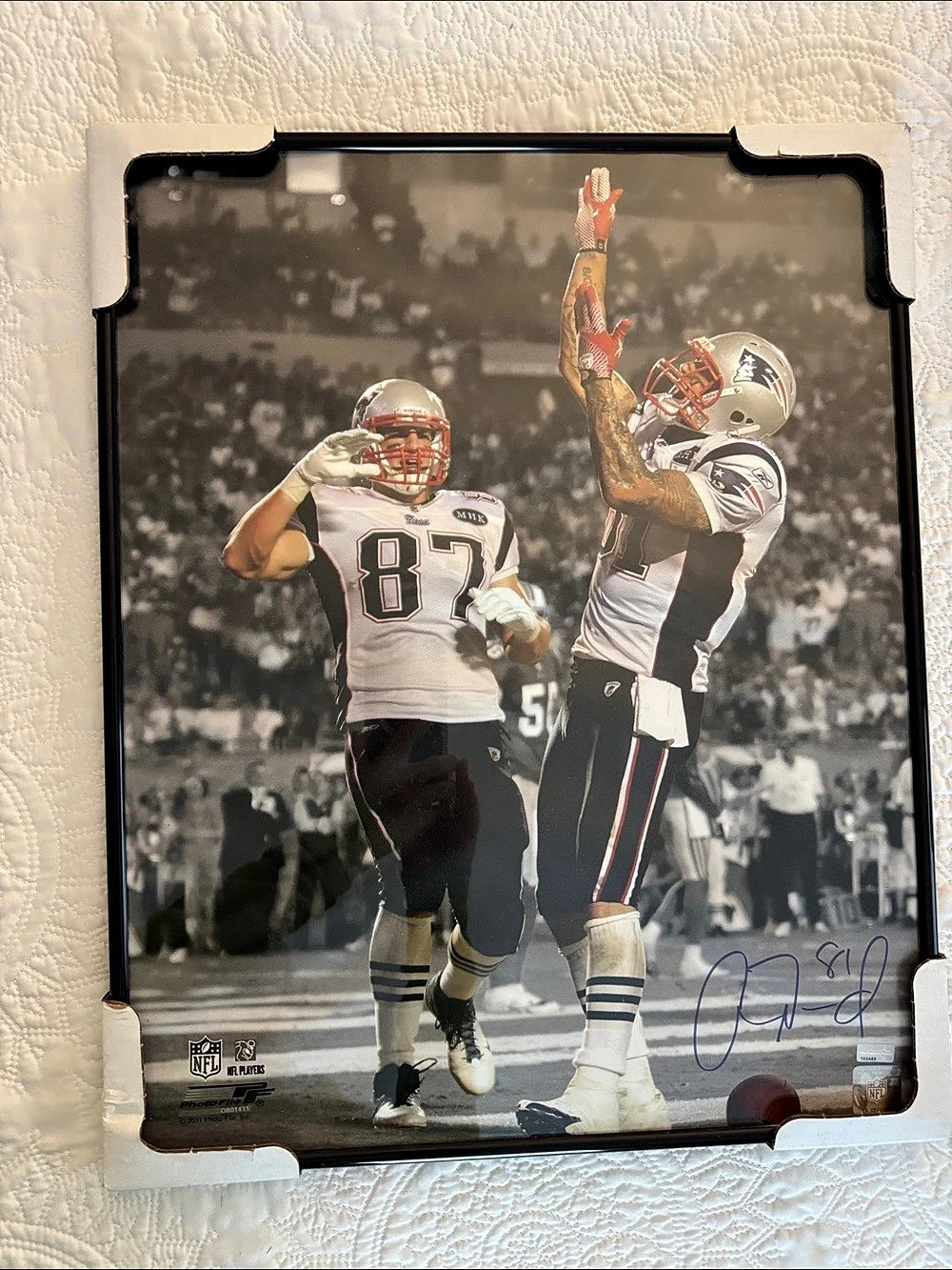 New England Picture Rob Gronkowski and Aaron Hernandez Autographed Framed Photo
